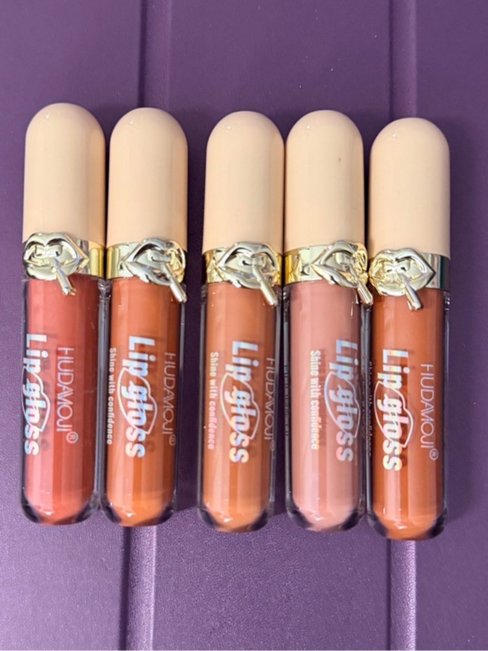 HUDAvioji Lip Gloss Set — Nude & Peachy Pink Shades